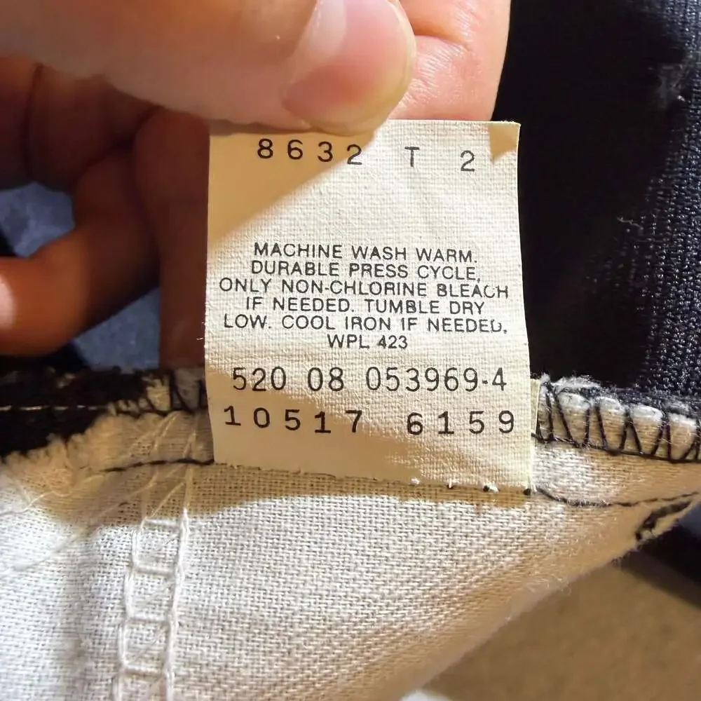 Vintage 1989 Levi's Black Polyester Dress Leisure Pants Size 38x32